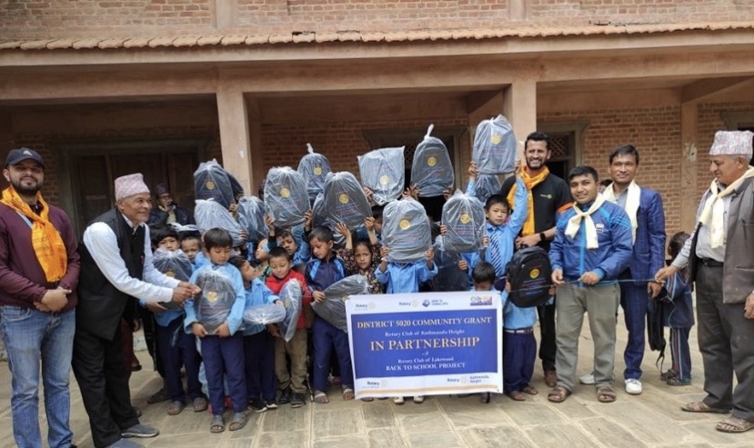 Rotary District Grant Supplies 1,000 Backpacks for Students in Nepal